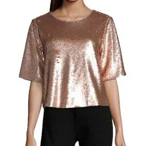 Peyton & Park Brand NWT Women's Medium Cropped Sequin Rose Gold Top Shirt